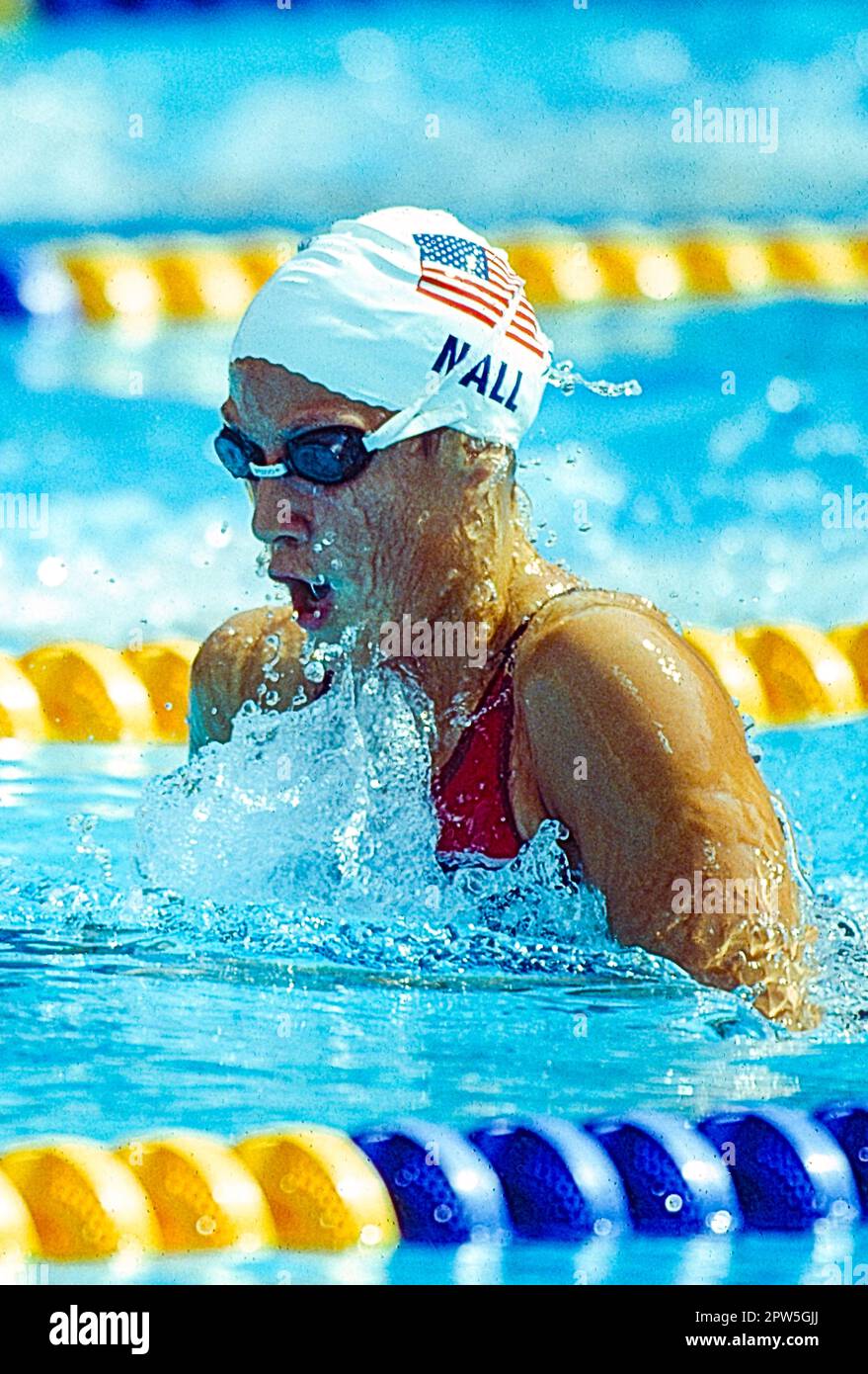 Anita Nall (USA) competing in the women's breaststroke at the 1992