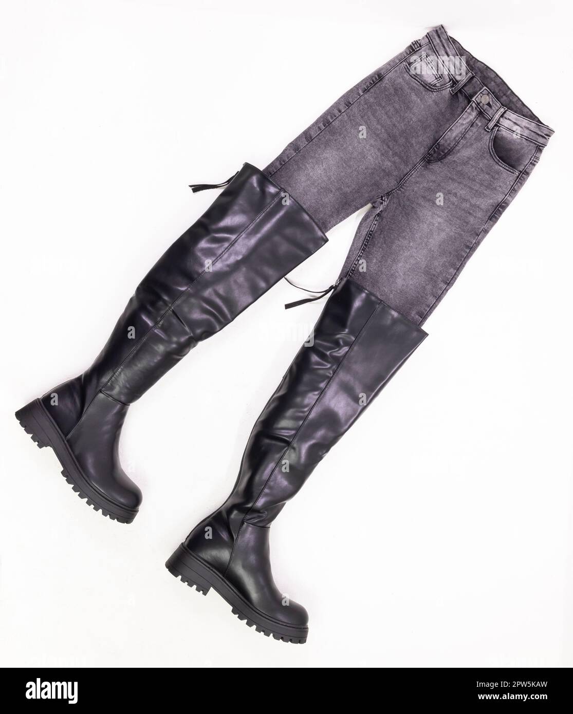 Grey jeans on sale and black boots