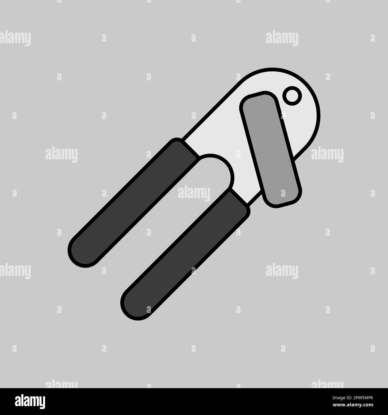 Can opener vector grayscale icon. Kitchen appliances. Graph symbol for cooking web site design, logo, app, UI Stock Photo
