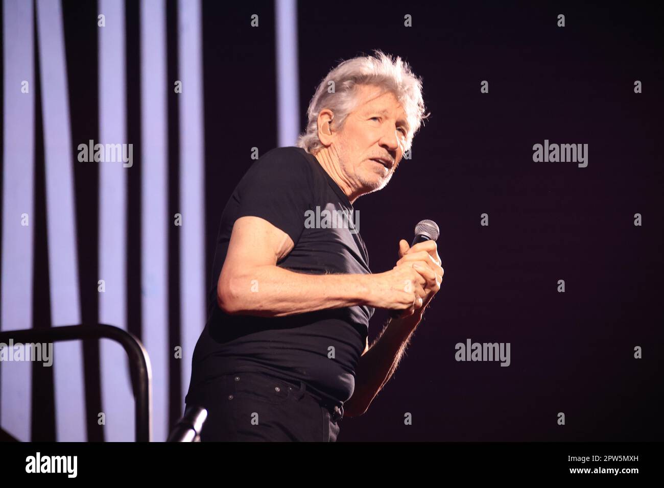 Bologna, Italy. 28th Apr, 2023. Roger Waters, bassist, songwriter and former member of the rock band Pink Floyd performing on stage in Bologna, April 28, 2023, Italy, during his european tour. Photo Michele Nucci Credit: Live Media Publishing Group/Alamy Live News Stock Photo