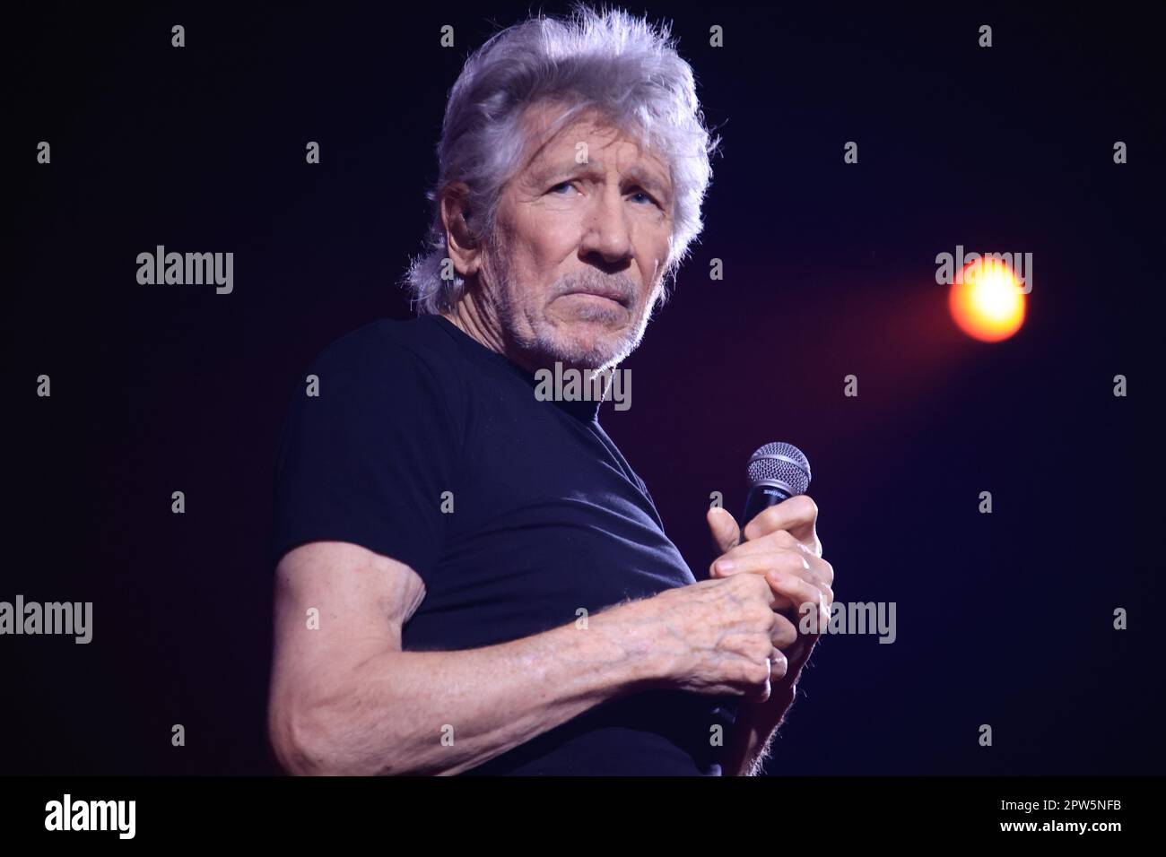 Bologna, Italy. 28th Apr, 2023. Roger Waters, bassist, songwriter and former member of the rock band Pink Floyd performing on stage in Bologna, April 28, 2023, Italy, during his european tour. Photo Michele Nucci Credit: Independent Photo Agency/Alamy Live News Stock Photo