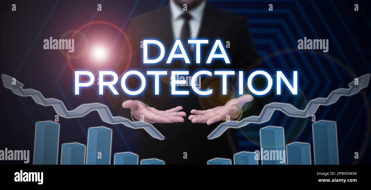Hand writing sign Data Protection, Business concept legal control over ...