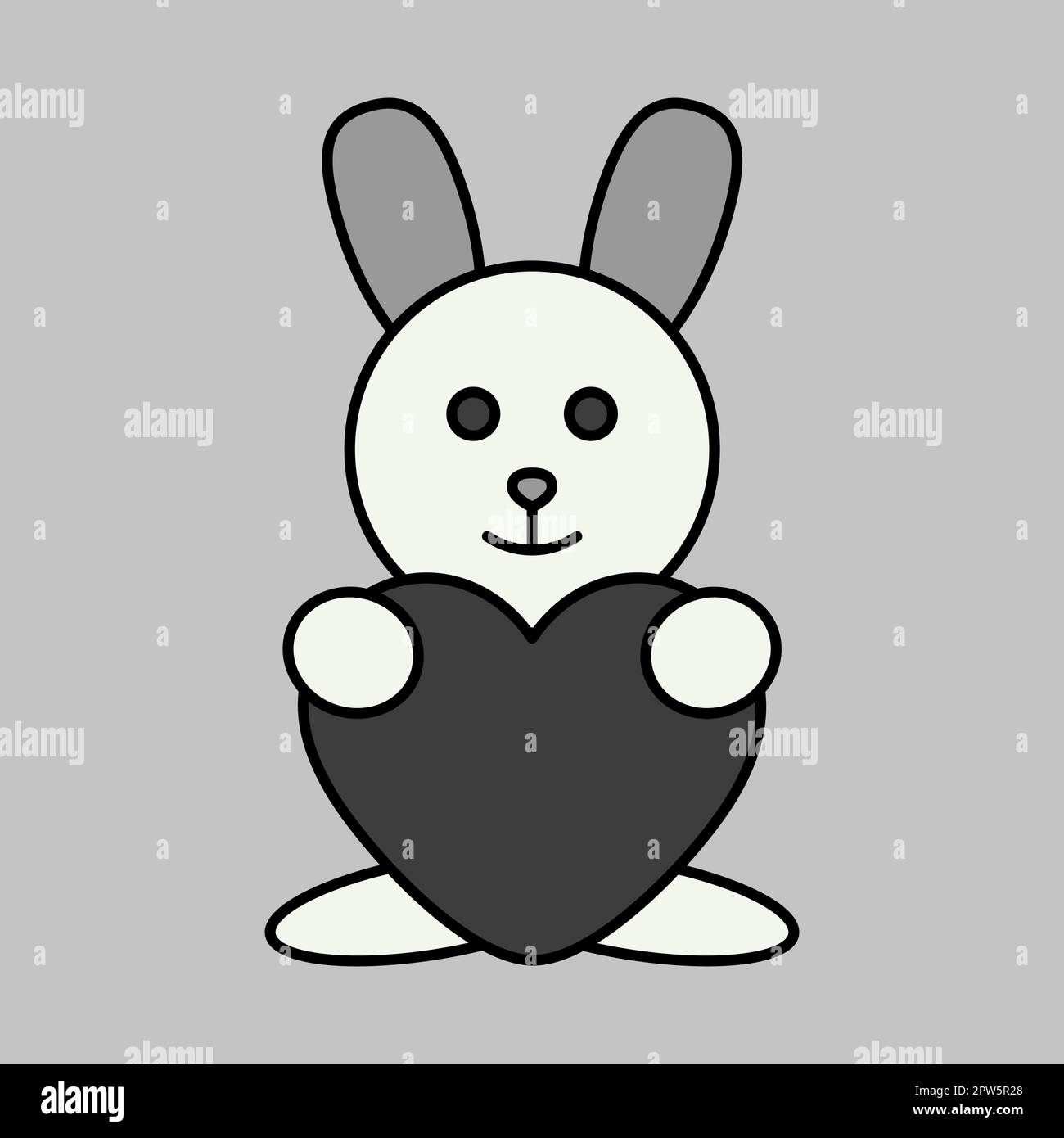 Cute plush rabbit with heart vector icon Stock Vector