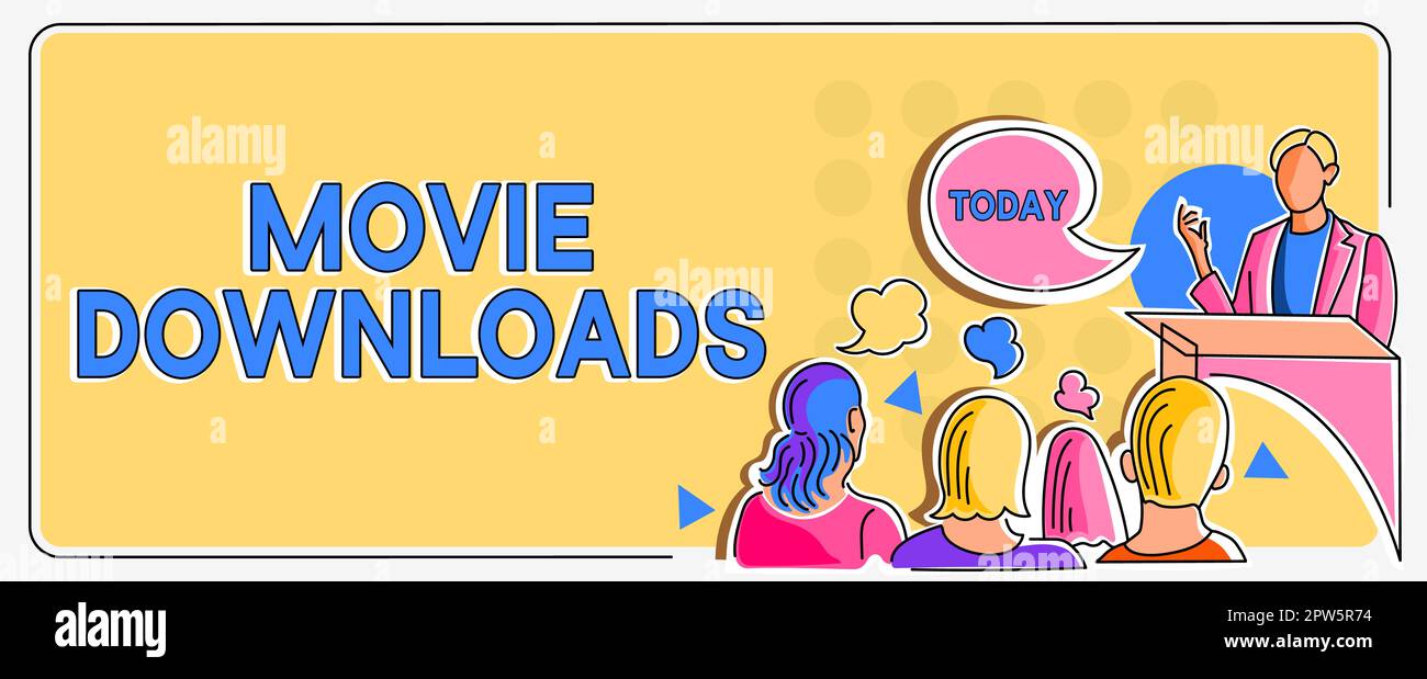 Text sign showing Movie Downloads, Business concept transfers entire film  for local storage and later use Stock Photo - Alamy