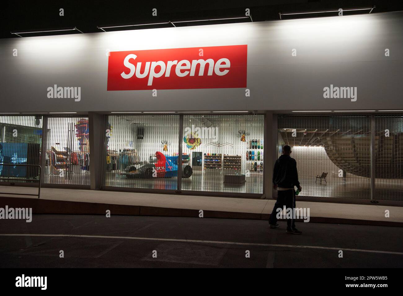 Supreme store on the Sunset Strip at the site of where Tower Records once was in Los Angeles, CA Stock Photo