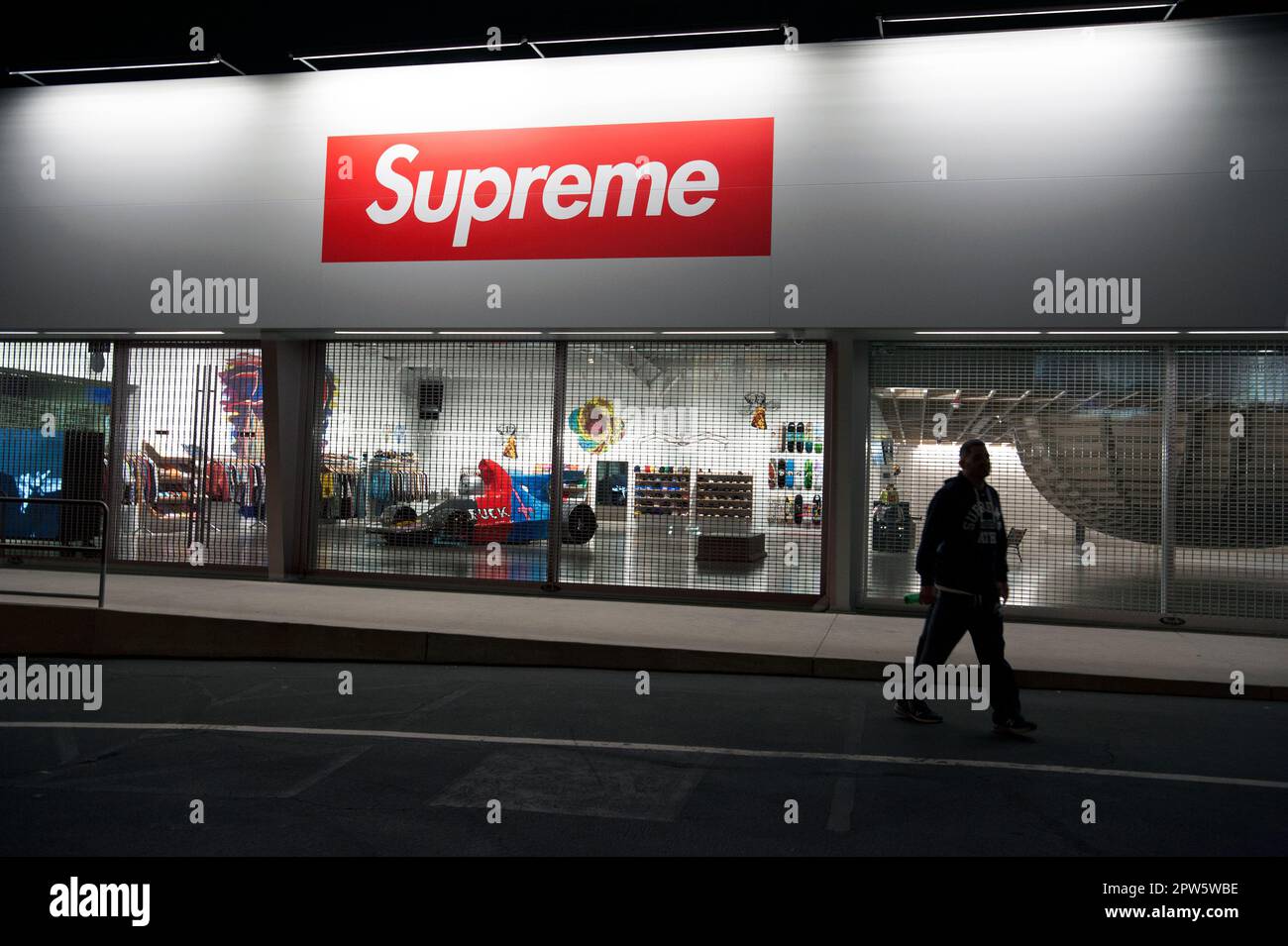 Supreme store on the Sunset Strip at the site of where Tower Records once was in Los Angeles, CA Stock Photo