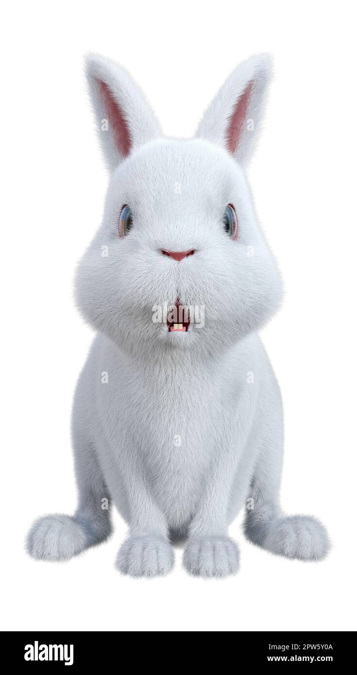 3D rendering of a white bunny isolated on white background Stock Photo ...