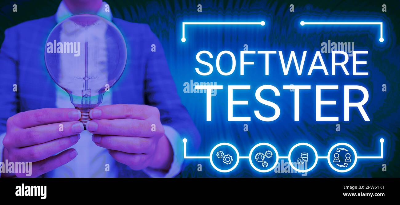 Text Testing Software Writing displaying text Software Tester, Business approach implemented ...