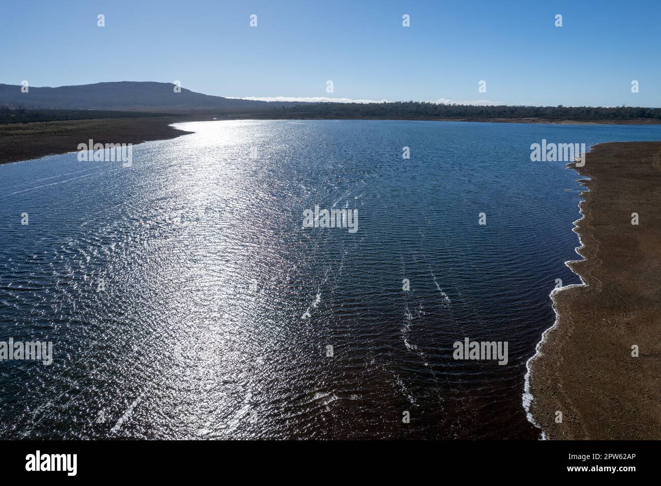 A big blue sky day on Canal Bay Great Lake Tasmania Stock Photo - Alamy