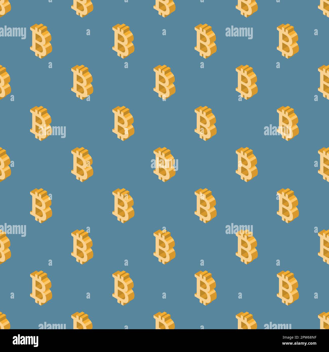 Seamless pattern 3D bitcoin logo blue background Stock Vector
