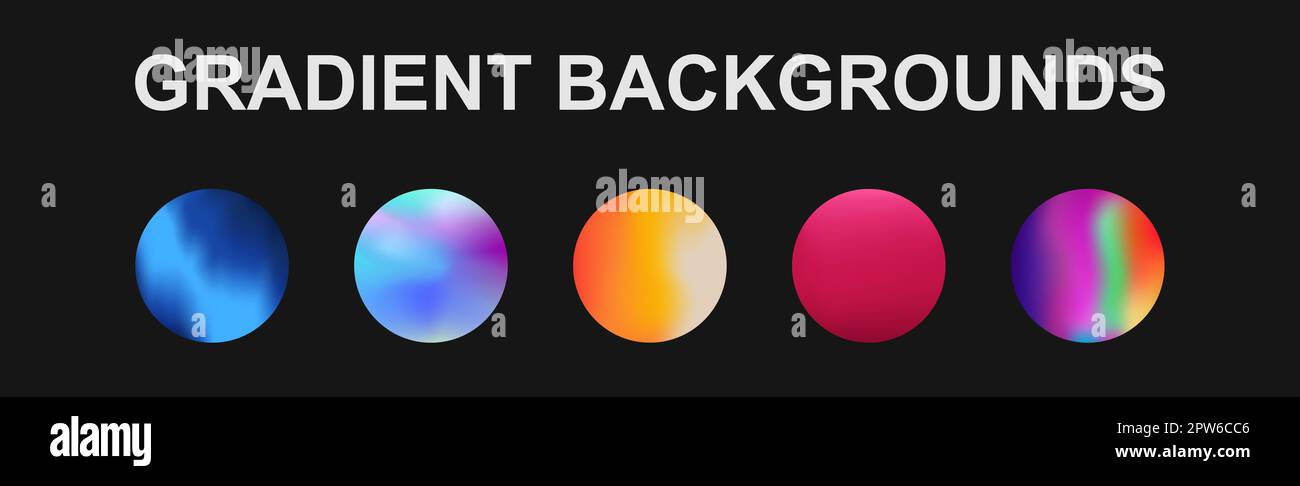 Set of 5 different gradient texture backgrounds - Vector illustration ...