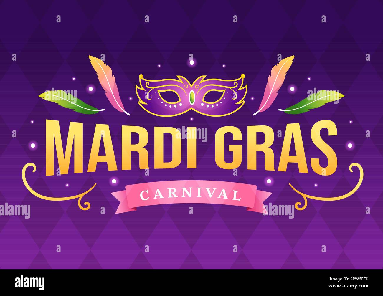 Mardi Gras Carnival Party Illustration With Mask Feathers And Item