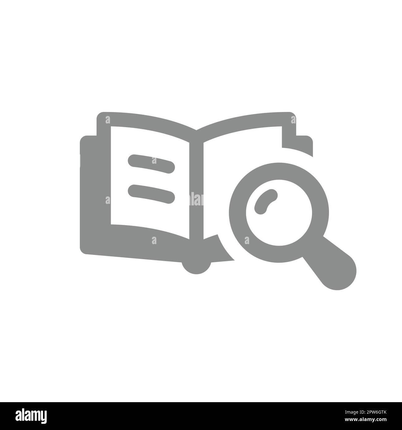 Open book and magnifying glass vector icon Stock Vector Image & Art Alamy