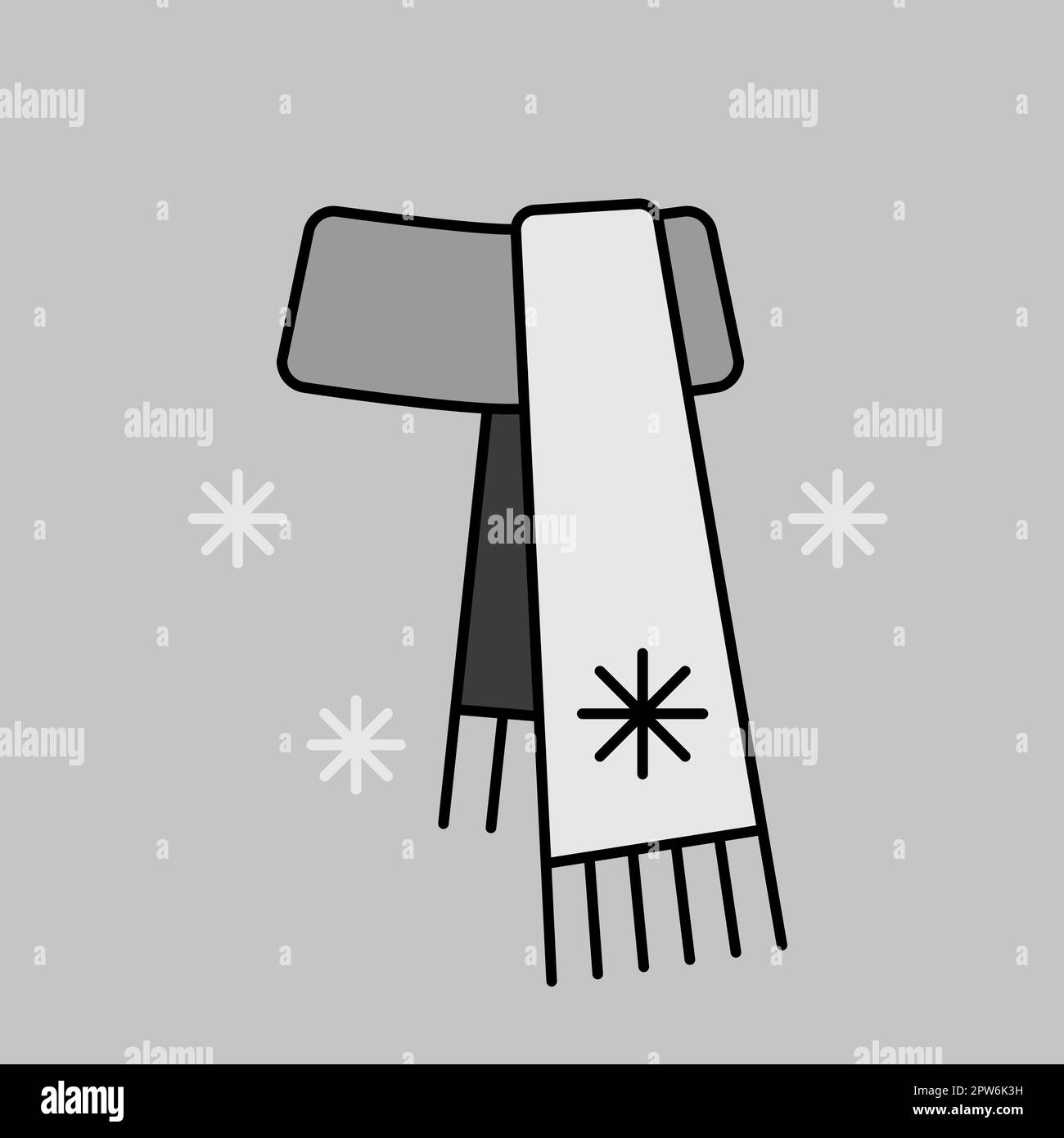 Winter scarf vector isolated grayscale icon. Winter sign. Graph symbol for travel and tourism web site and apps design, logo, app, UI Stock Photo