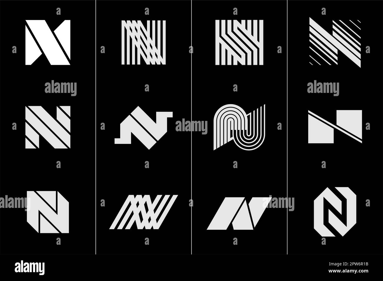 Set of modern N letter logo. Minimalist line N logo design collection. Stock Vector