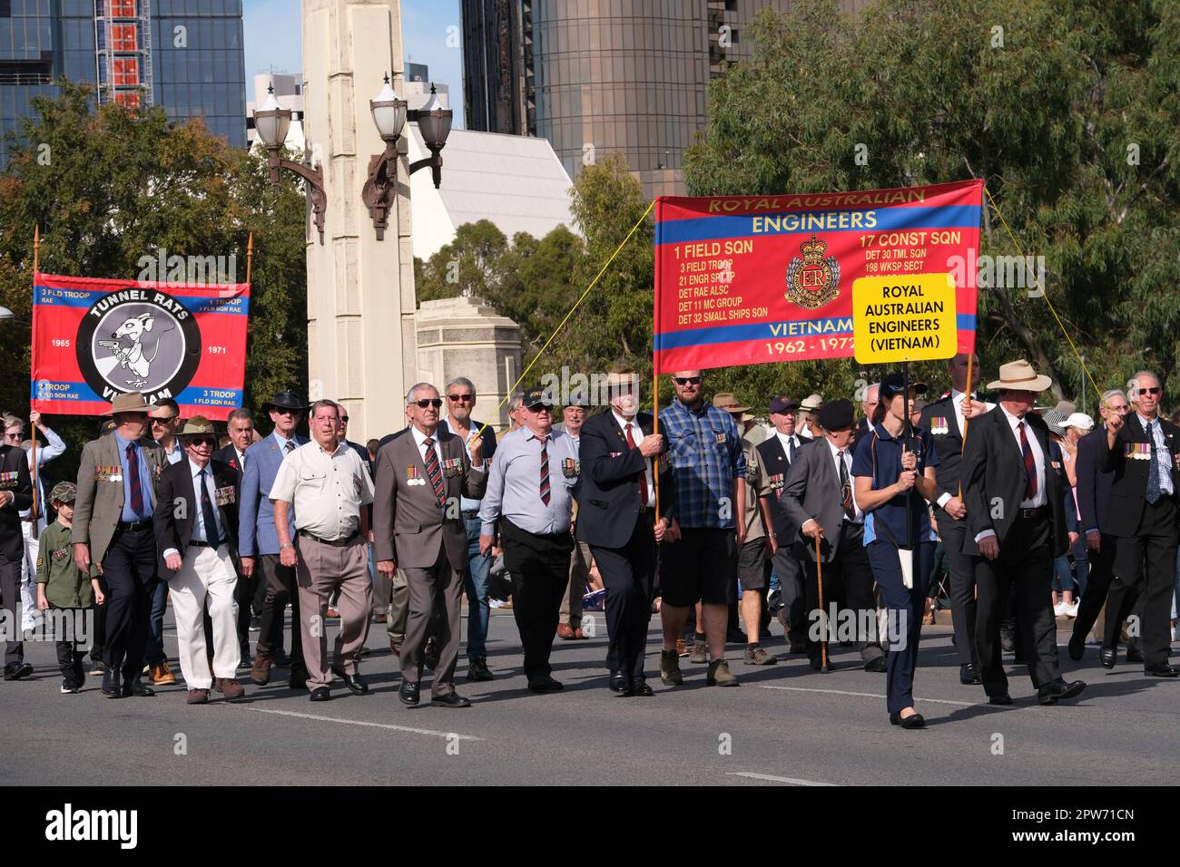 The 2023 Anzac Day march in Adelaide Australia Stock Photo