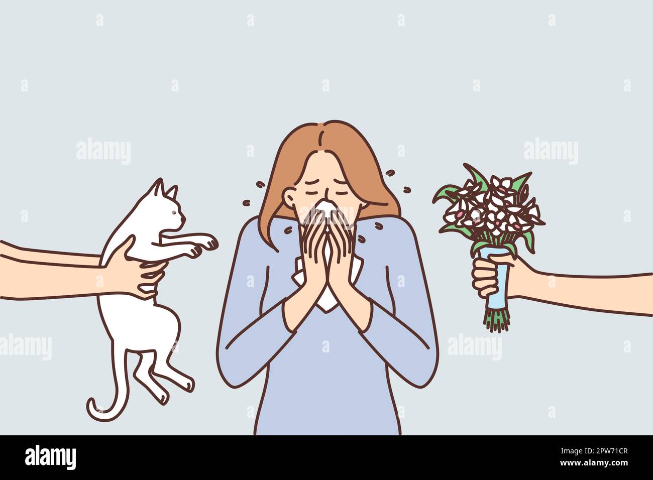 Allergic reaction coughing woman Stock Vector Images - Alamy