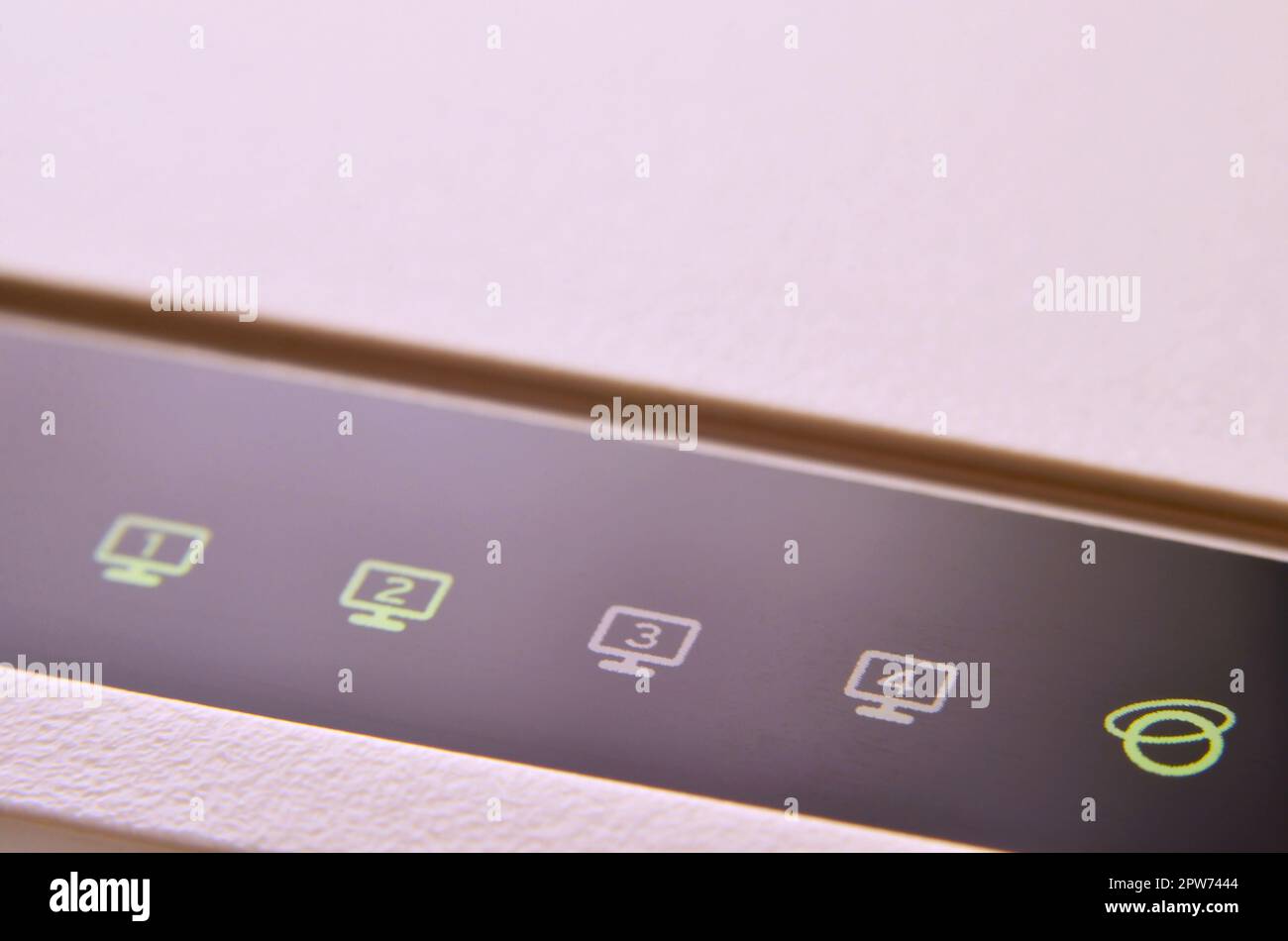 Closeup of router LED lights showing connection status. Emitting diode wireless on