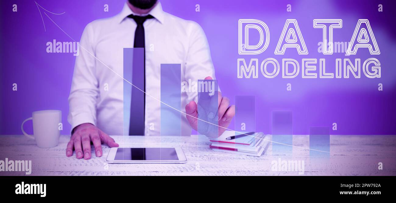 Conceptual display Data Modeling, Word for process of transferring data between data storage systems Stock Photo