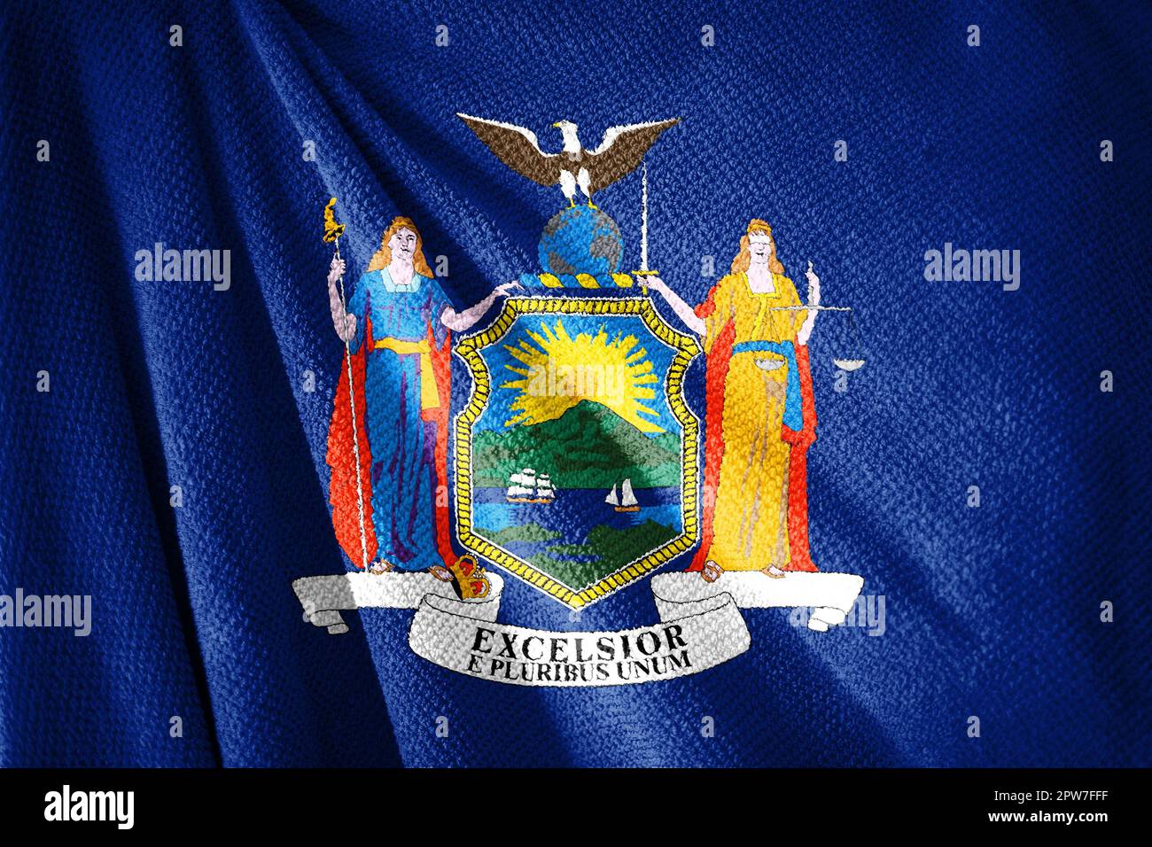 New York state flag on towel surface illustration with, country symbol