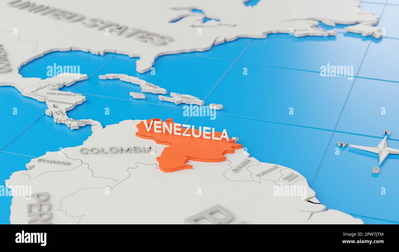 Simplified 3D Map Of South America With Venezuela Highlighted Digital Simplified 3d Map Of South America With Venezuela Highlighted Digital 3d Render 2PW7JTM