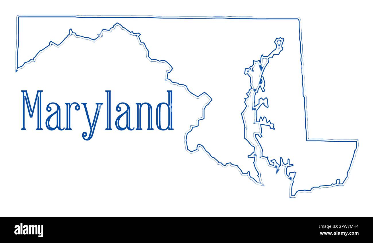 Outline map of the state of Maryland Stock Photo - Alamy
