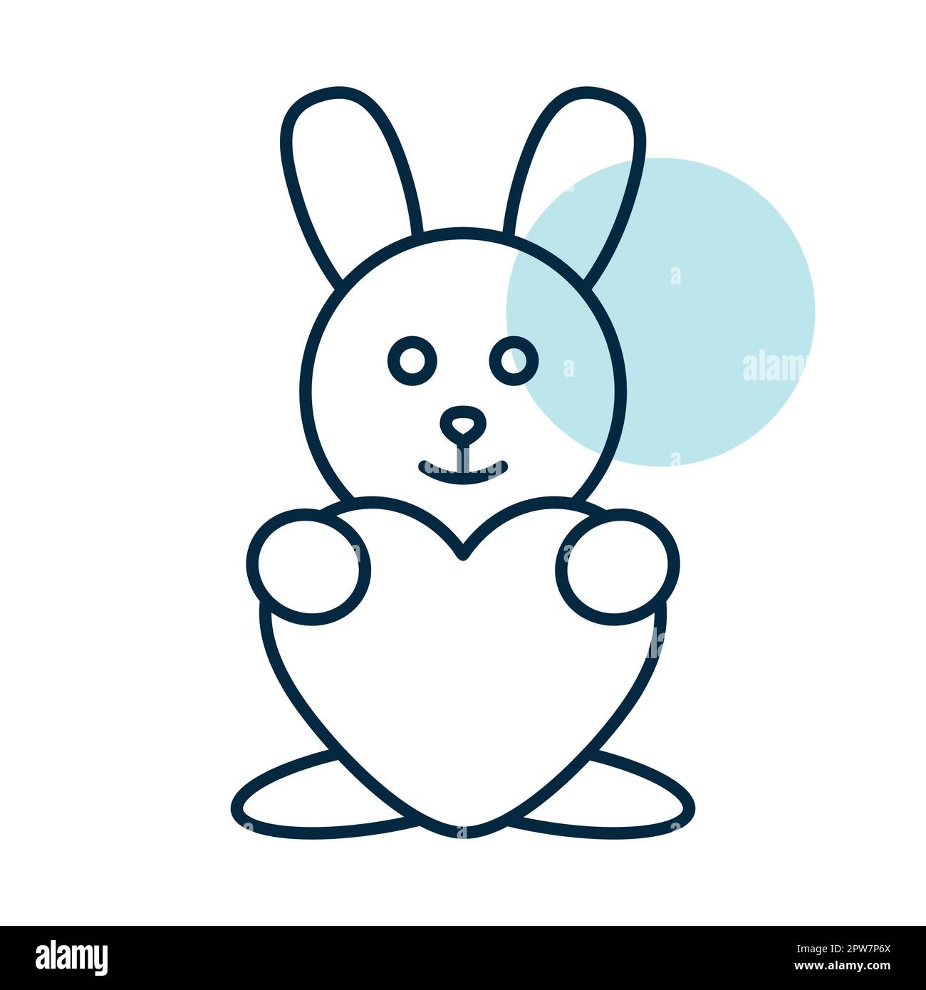 Cute plush rabbit with heart vector icon Stock Vector