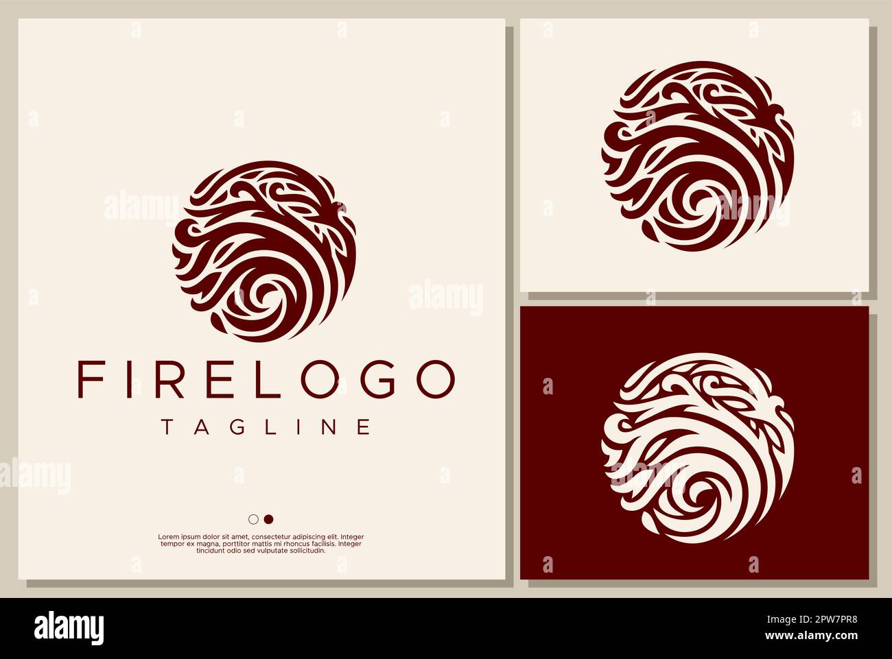 Fire circle logo design template Retro flame logo template Stock Fire circle logo design template Retro flame logo template Stock