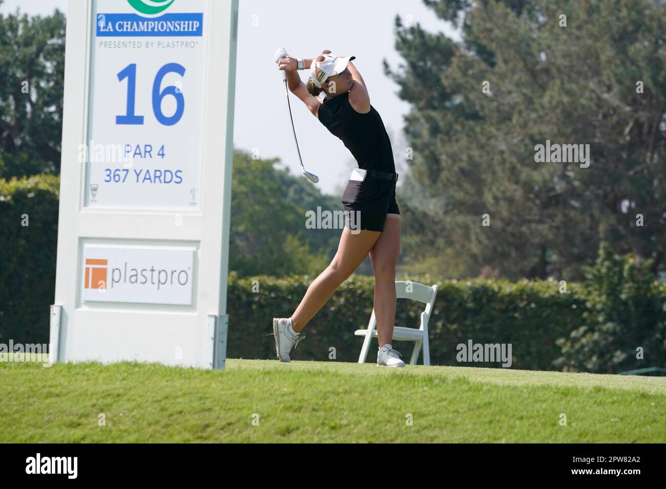 April 27, 2023 German professional golfer Esther Henseleit teeing off