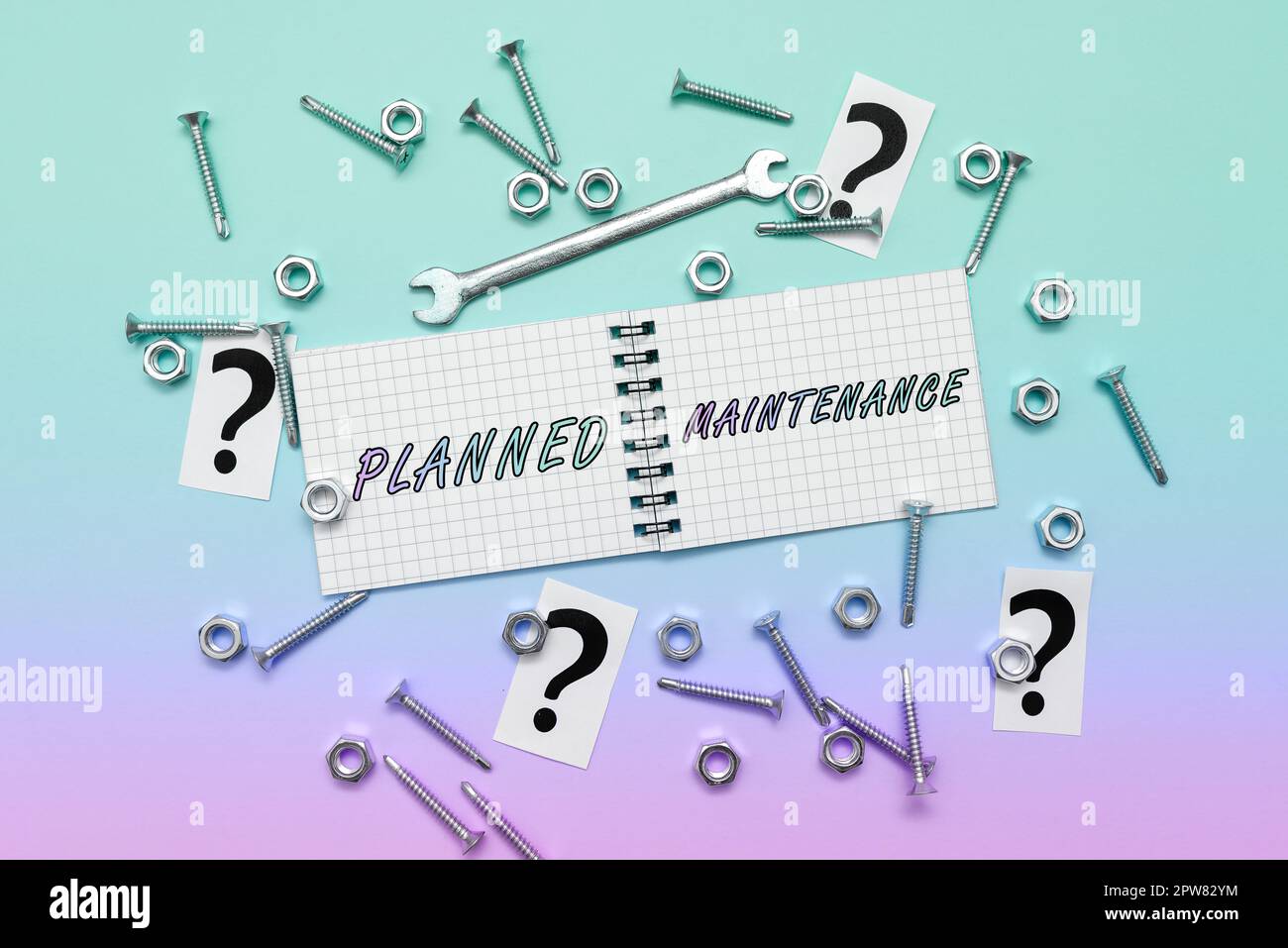 Text caption presenting Planned Maintenance, Concept meaning Check ups to  be done Scheduled on a Regular Basis Stock Photo - Alamy