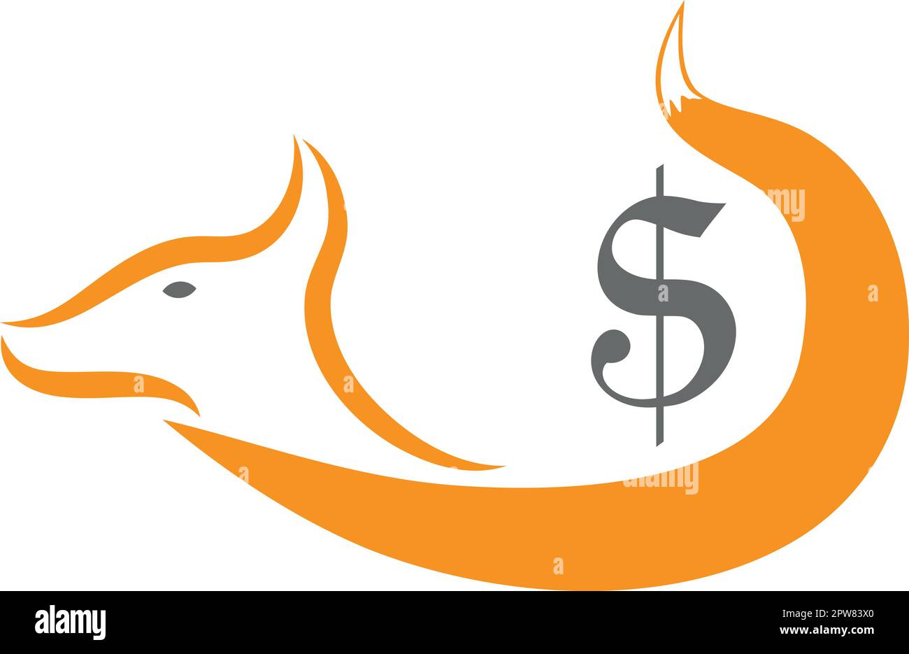 Fox and dollar sign, fox, save, logo, background Stock Vector