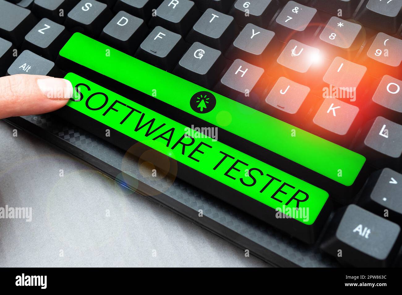 Sign displaying Software Tester, Conceptual photo implemented to protect software against malicious attack Stock Photo