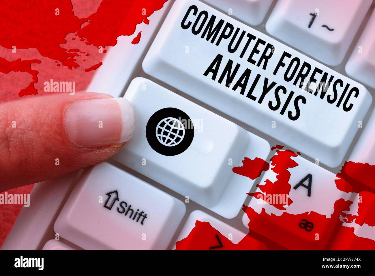 Conceptual display Computer Forensic Analysis, Word Written on evidence found in computers and storage media Stock Photo