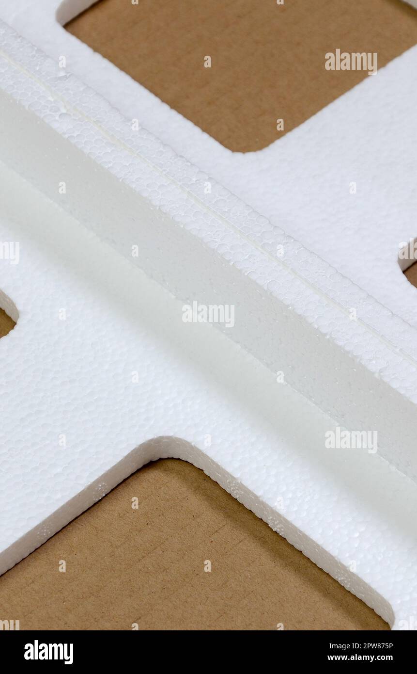 Background image with beige cardboard paper and styrofoam boxes