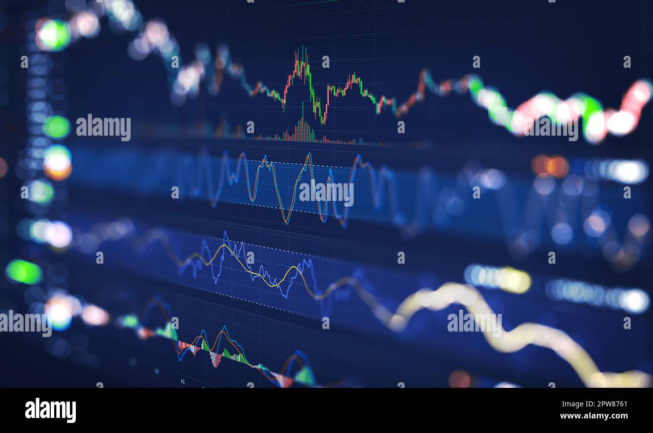 Stock graph and chart with business candlestick. Financial static