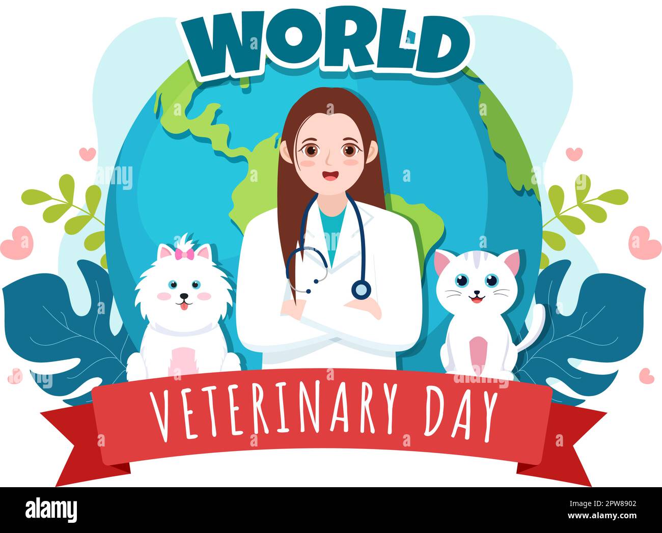 World Veterinary Day on April 29 Illustration with Doctor and Cute
