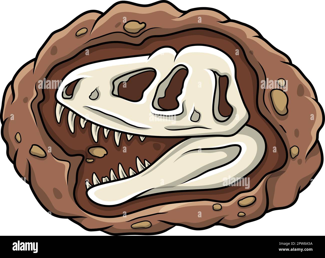 Cartoon head dinosaur fossil Stock Vector