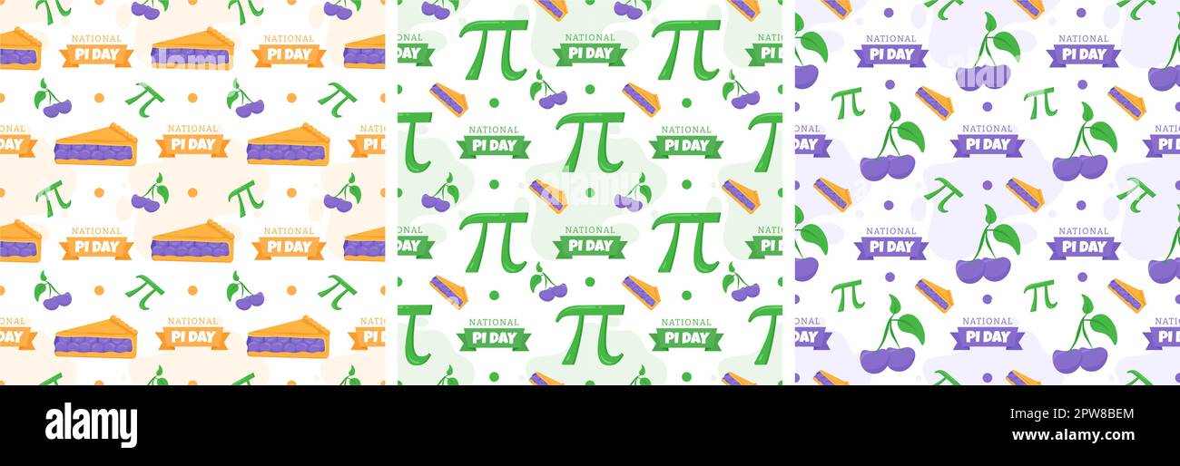 Pi Line Pattern Set of Pi Day Seamless Pattern Design with Mathematical Constants or ...