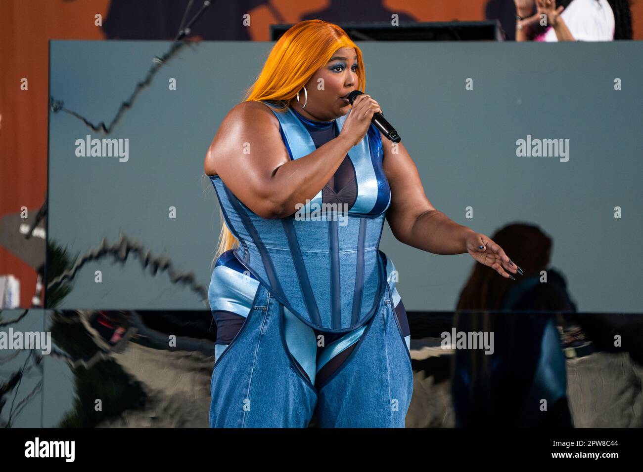 Lizzo performs at the 2023 New Orleans Jazz & Heritage Festival on