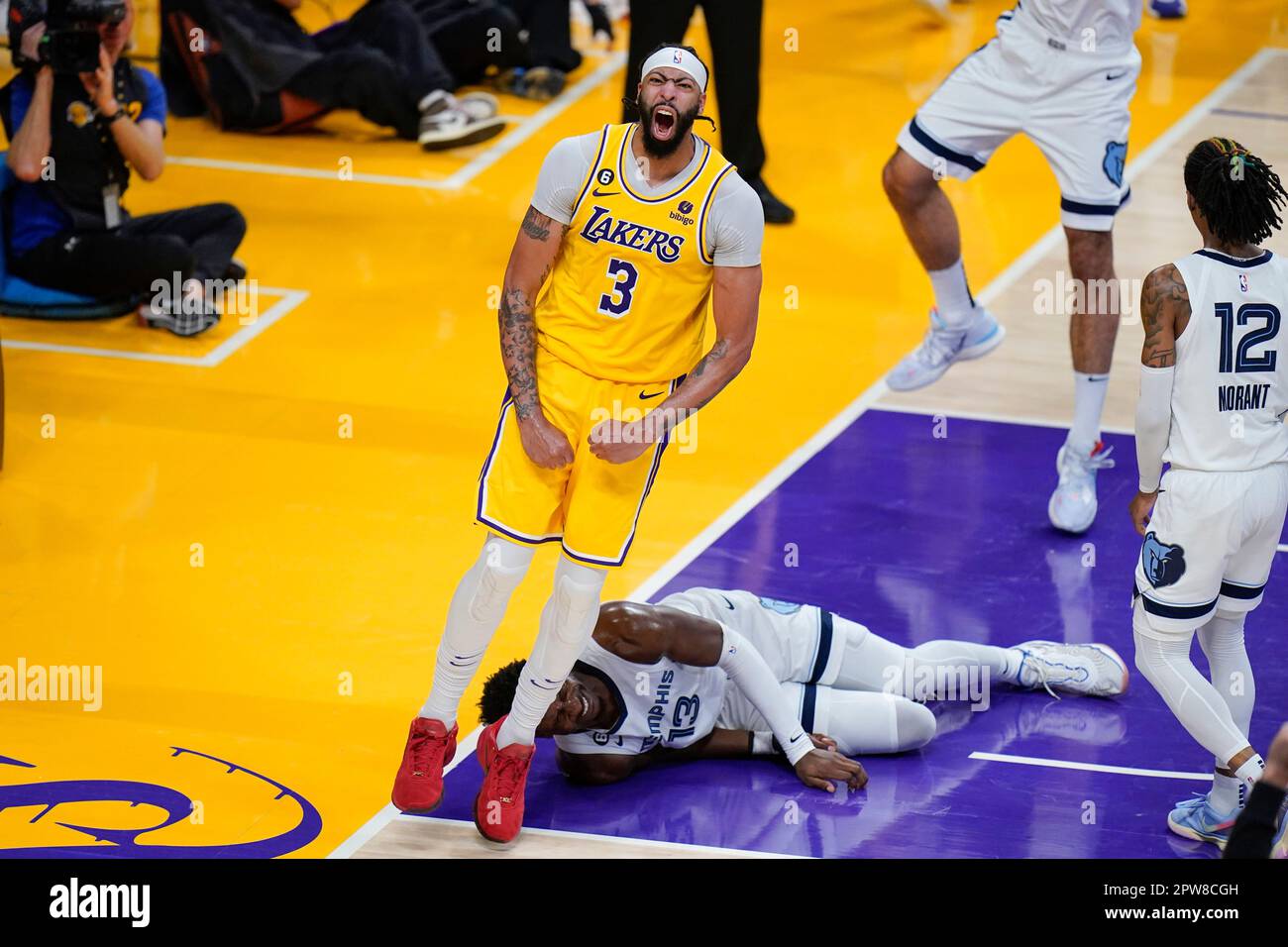 Anthony Davis Los Angeles Lakers Unsigned Dunk in Game 1 of The 2023 NBA Playoffs Photograph