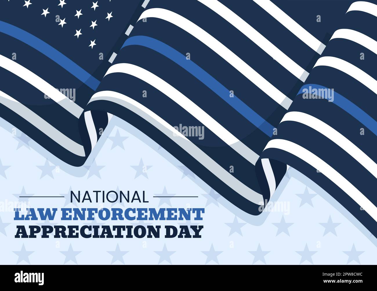 National Law Enforcement Appreciation Day or LEAD on January 9th to Thank and Show Support in Flat Cartoon Hand Drawn Templates Illustration Stock Vector