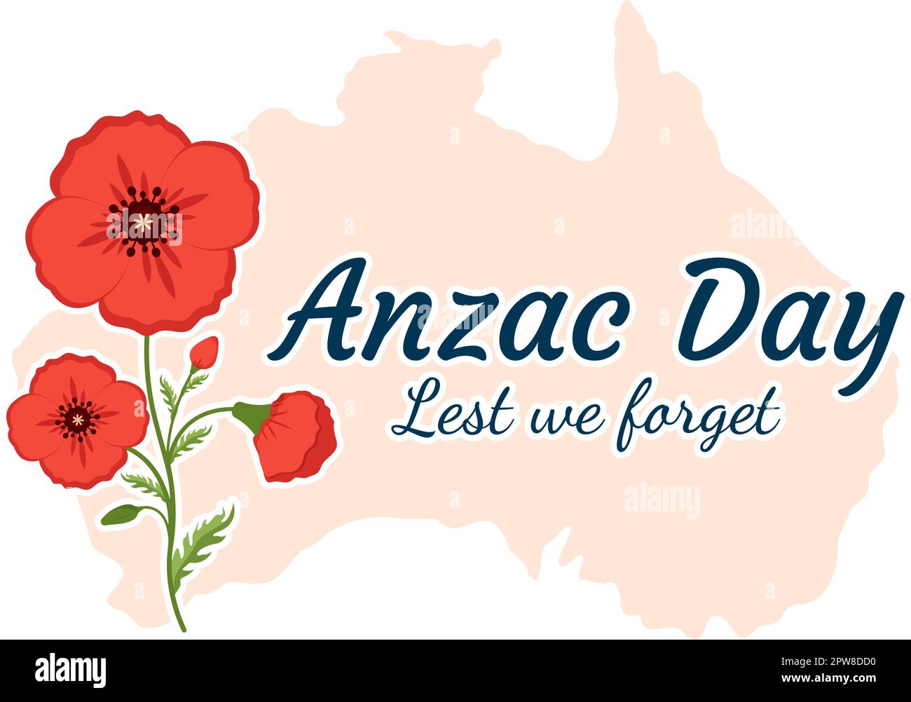 Anzac Day of Lest We Forget Illustration with Remembrance Soldier ...
