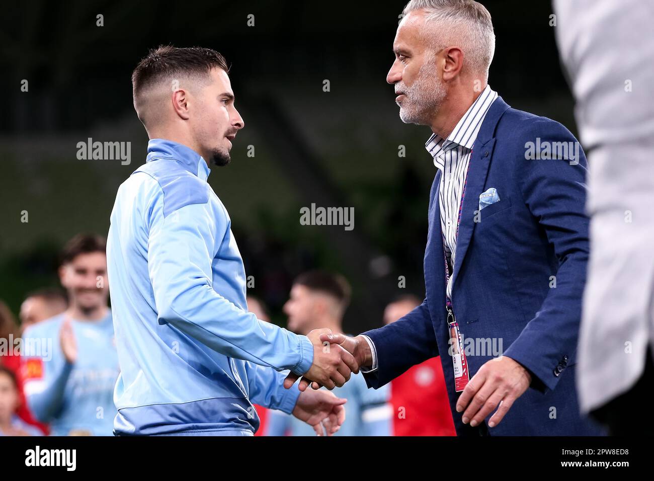 Melbourne, Australia, 28 April, 2023. Jamie Maclaren of Melbourne City FC during the A-League Men's football match between Melbourne City and Western Sydney Wanderers at AAMI Park on April 28, 2023 in Melbourne, Australia. Credit: Dave Hewison/Alamy Live News Stock Photo