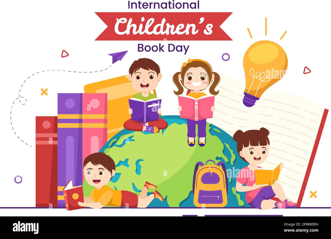 International Children's Book Day on April 2 Illustration with Kids