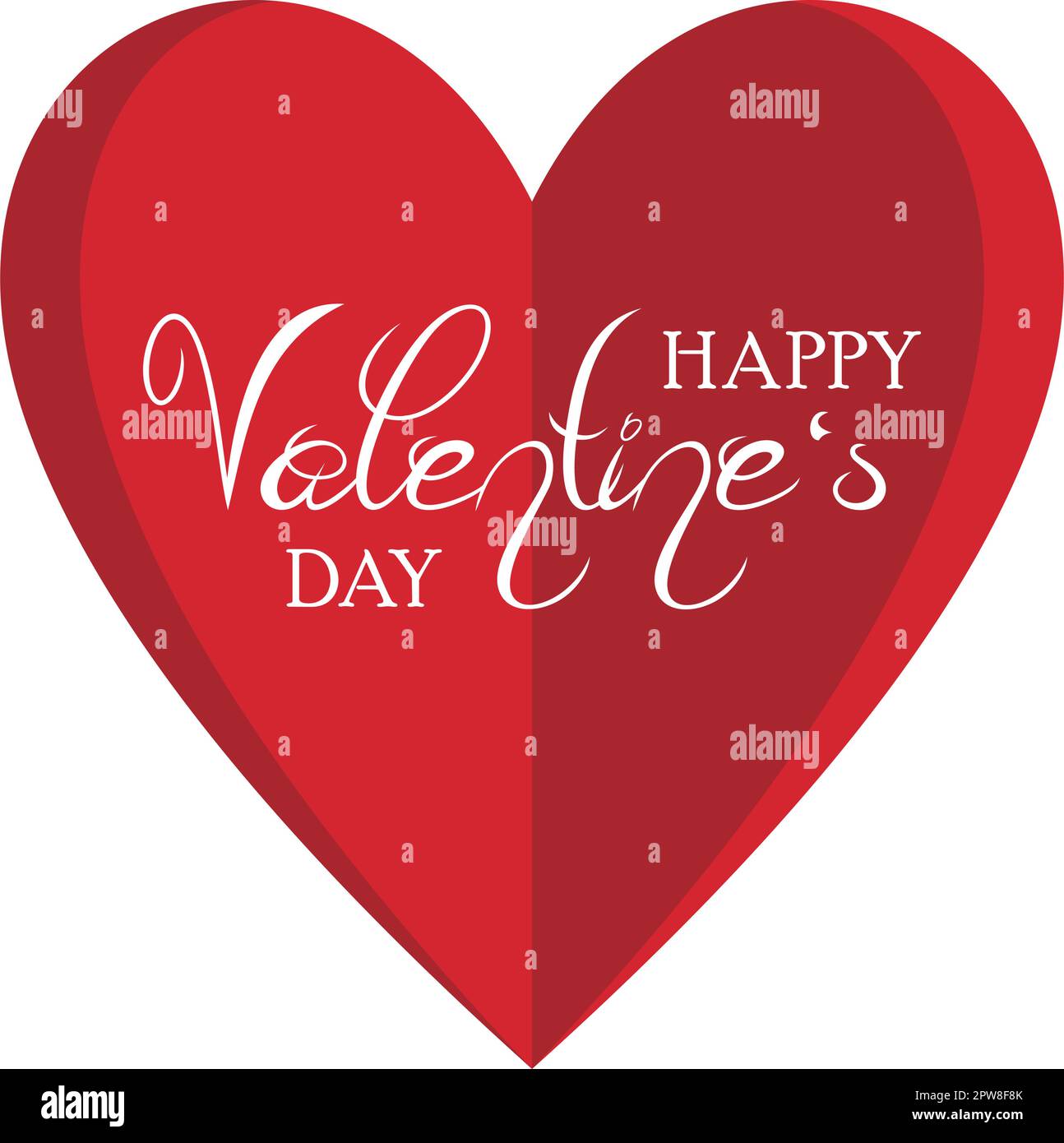 Happy Valentines Day Vector lettering with red Heart. White back Stock ...
