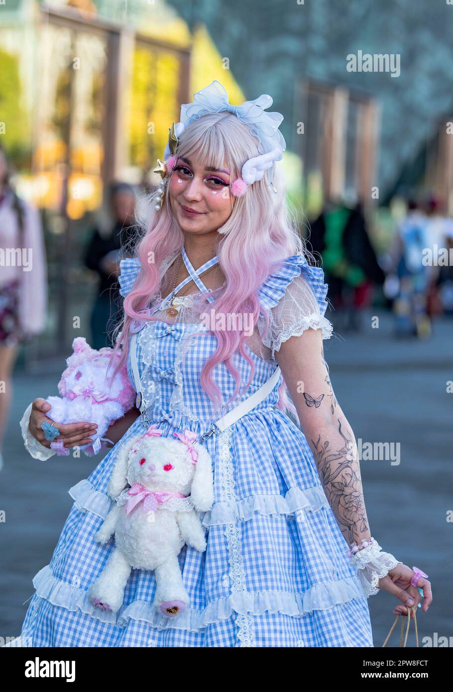 Christchurch, New Zealand. 29th Apr, 2023. Fans in costumes attend the