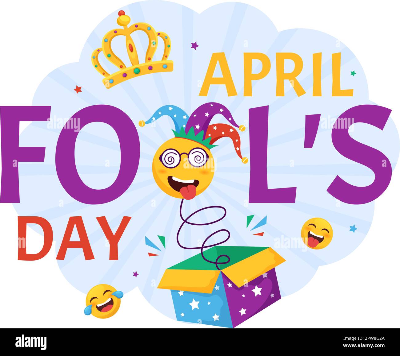 Happy April Fools' Day Celebration Illustration wearing a Jester Hat
