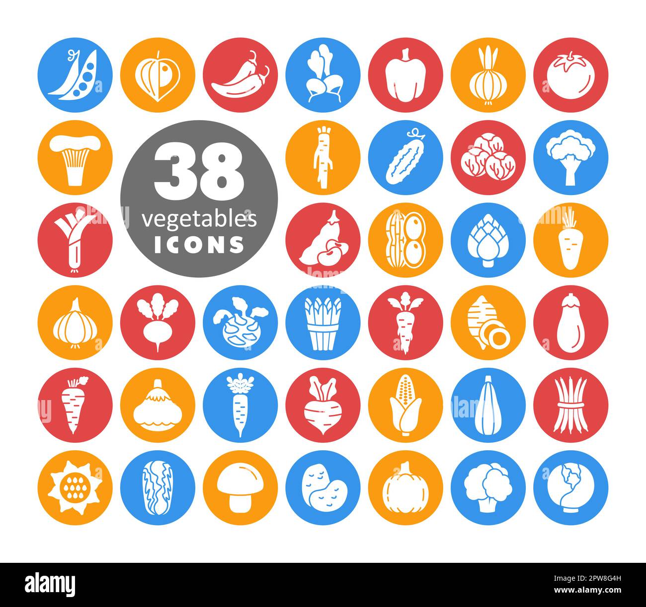 Vegetables outline isolated vector glyph icons set Stock Vector