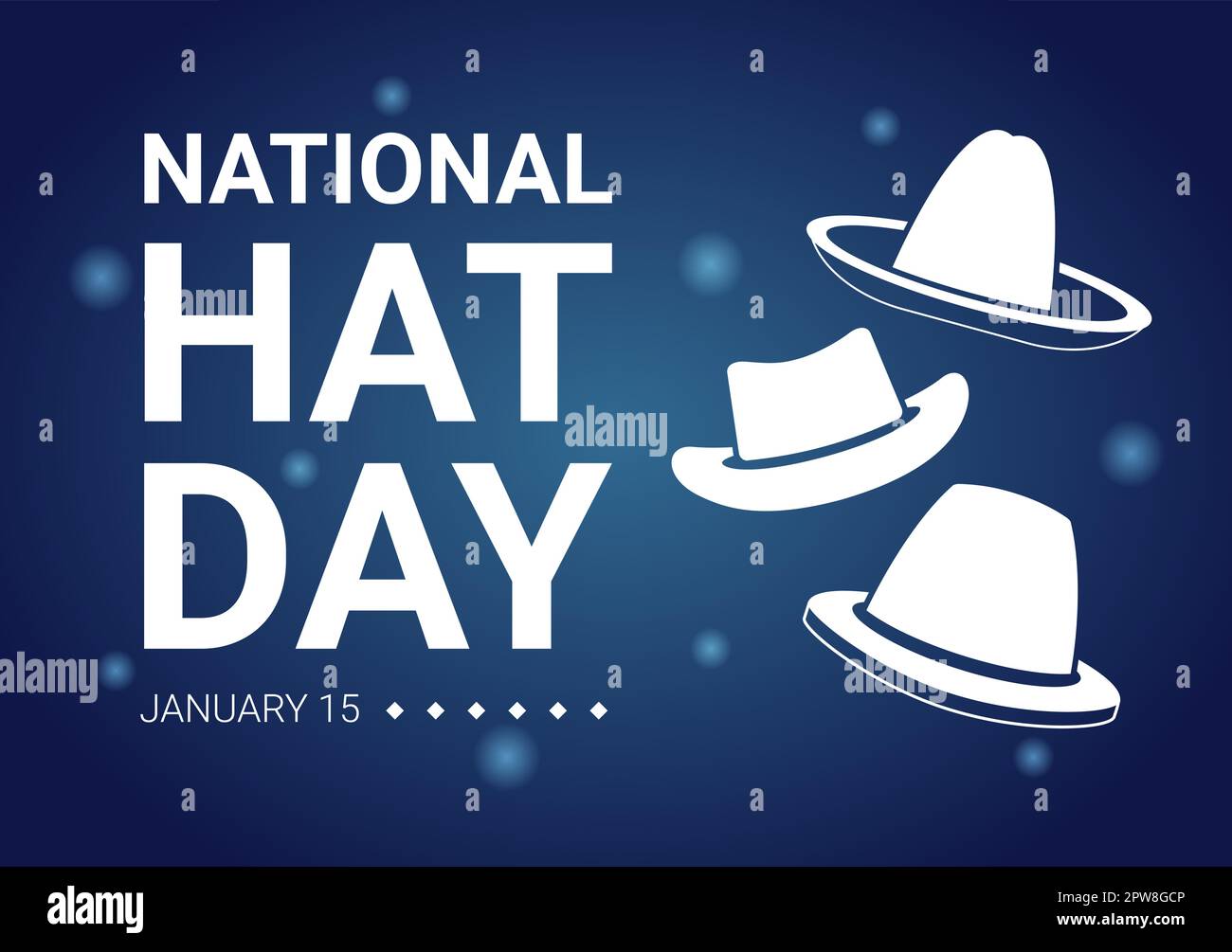 National Hat Day Celebrated Each Year on January 15th with Fedora Hats, Cap, Cloche or Derby in Flat Cartoon Hand Drawn Templates Illustration Stock Vector
