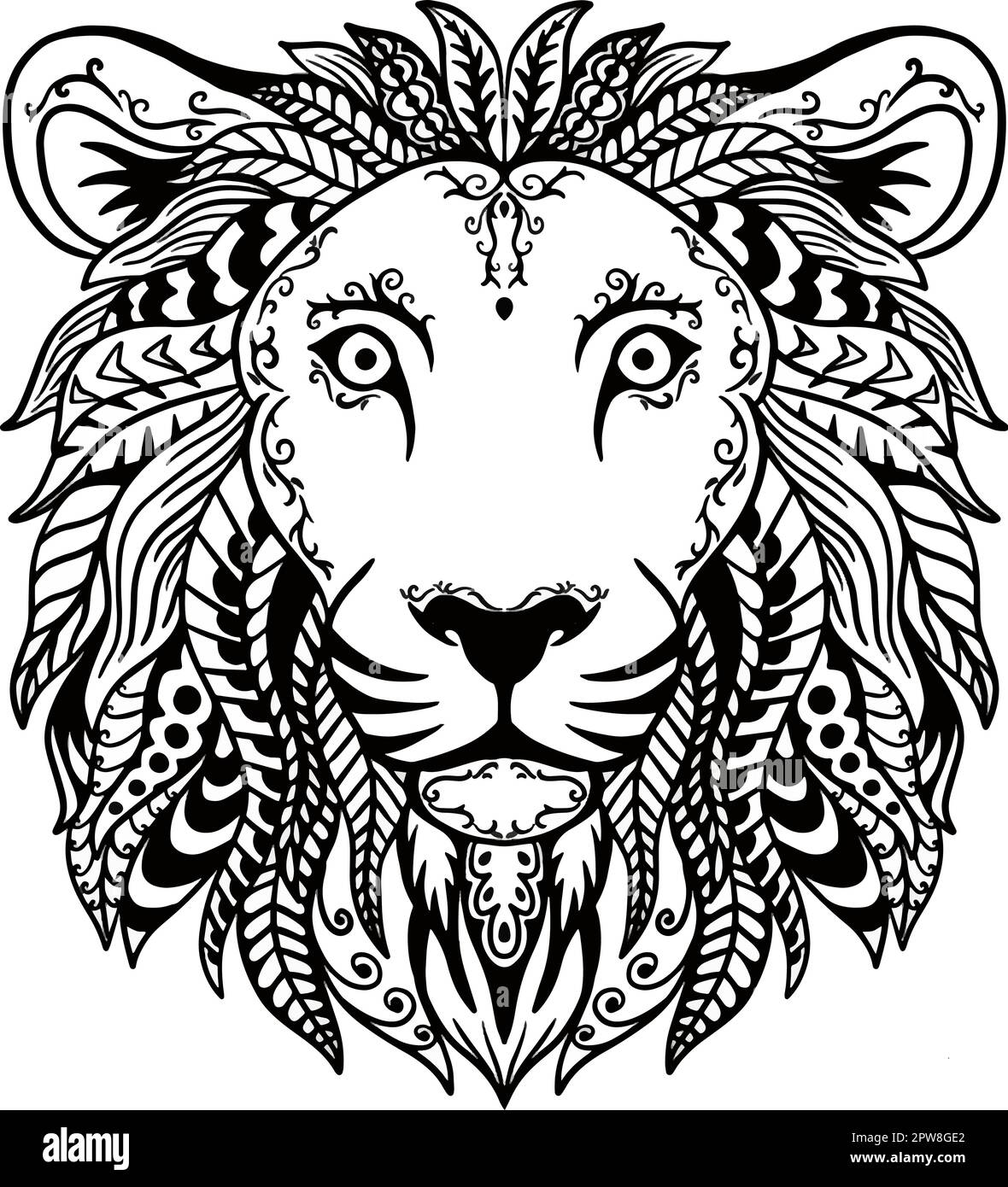 Hand drawn doodle zentangle lion head Stock Vector Image & Art Alamy